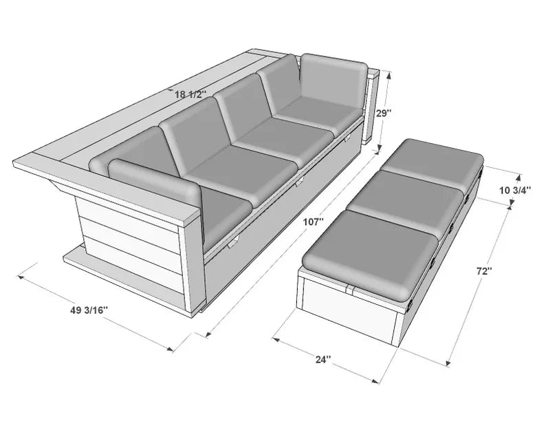 DIY Modular Sofa With Storage And Convertible Table Woodworking Building Plan Beginner Friendly Furniture Build