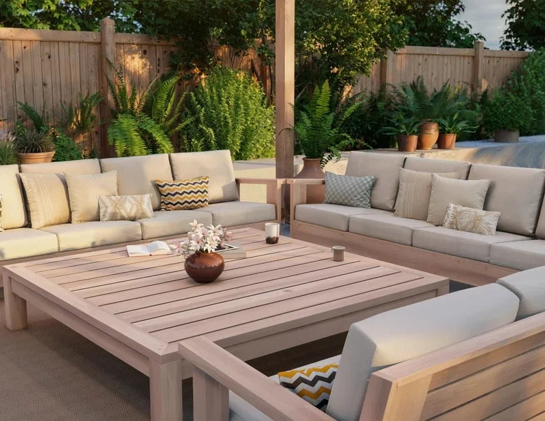 DIY Patio Bench and Table Plan Set Outdoor Sectional Seating Plans Ergonomic Patio Furniture Beginner Woodworking Project