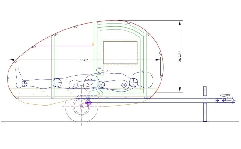 Motorcycle or Small Car Teardrop Trailer Plans DIY Camper Blueprints with Material and Cut List