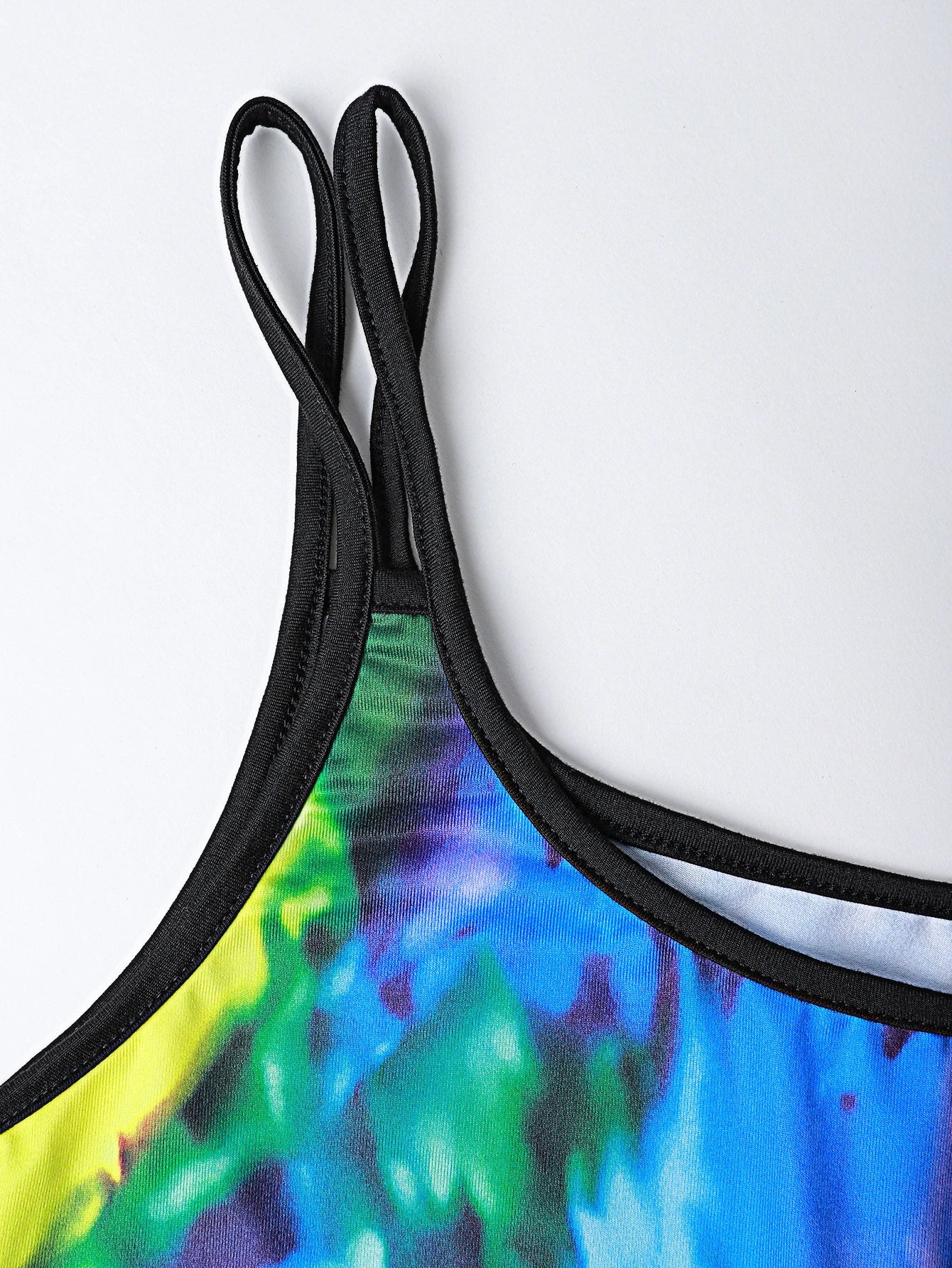 2025 Plus Size Fashion Colorful Tie Dye Style Spaghetti Strap Dress Plus Size Casual Spring Summer Wear