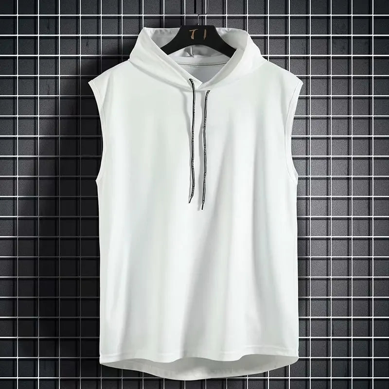 Solid Color 2023 Brand New Men's Tank Tops Vest Sleeveless Tees for Male Hooded Man Vests Tops Hip Hop Men Tank Top T Shirt