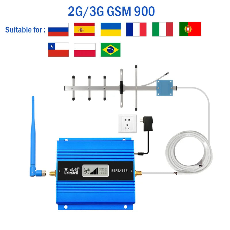 Lintratek 2G 3G 4G Cellular Amplifier with 10m Cable and LCD Display
