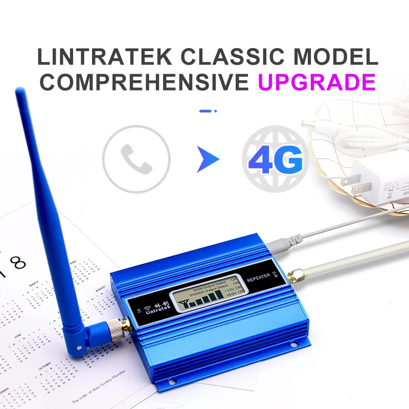 Lintratek 2G 3G 4G Cellular Amplifier with 10m Cable and LCD Display