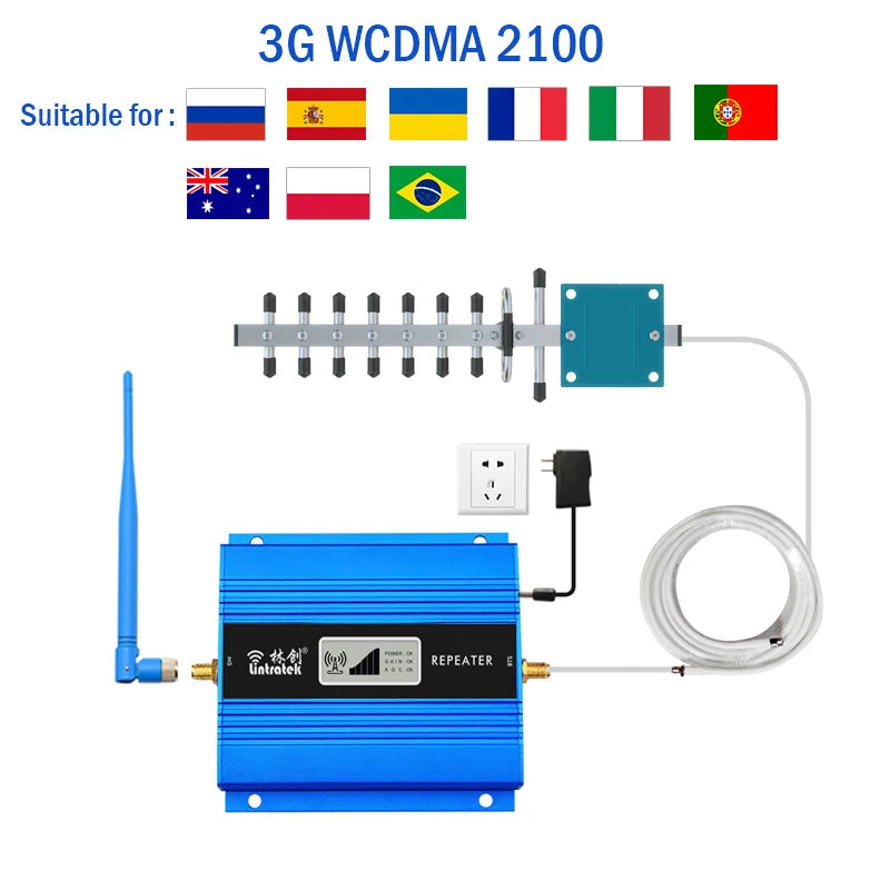 Lintratek 2G 3G 4G Cellular Amplifier with 10m Cable and LCD Display