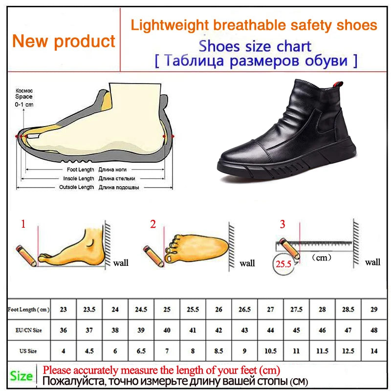 Genuine Leather Men's Boots Safety Shoes Men Chelsea Boots Steel Toe Shoes Work Sneakers Indestructible Shoes Security Boots