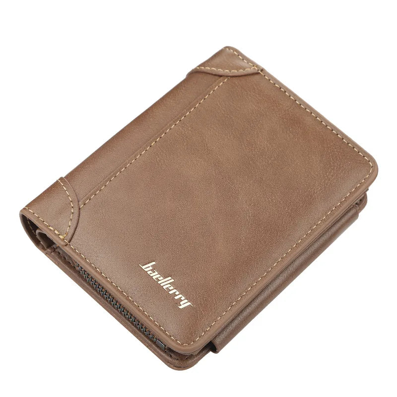 New Leather Men Wallet High Quality Zipper Short Design Card Holder Vintage Coin Holder