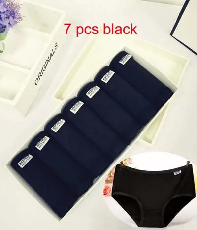 7 Pcs Lot Plus Size Women's Cotton Briefs Sexy Lingerie Shorts Solid Underwear M-4XL