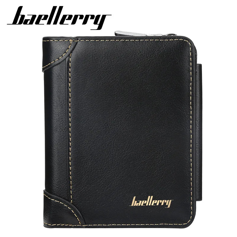 New Leather Men Wallet High Quality Zipper Short Design Card Holder Vintage Coin Holder