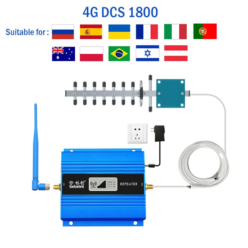 Lintratek 2G 3G 4G Cellular Amplifier with 10m Cable and LCD Display