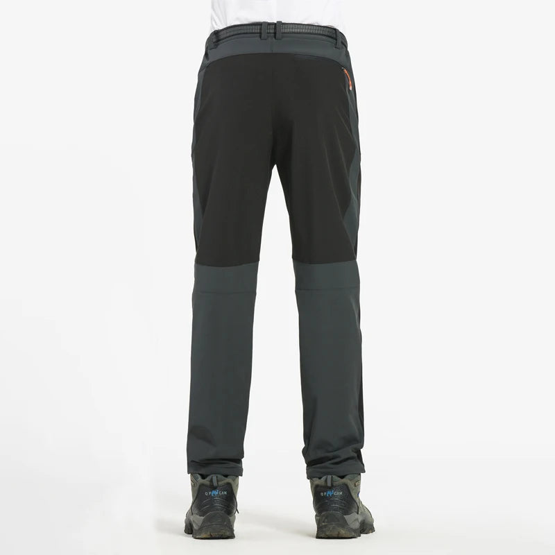LNGXO Thick Warm Fleece Hiking Pants for Men Winter Waterproof Windproof Outdoor Soft Shell Rain Trousers for Trekking Camping and Skiing