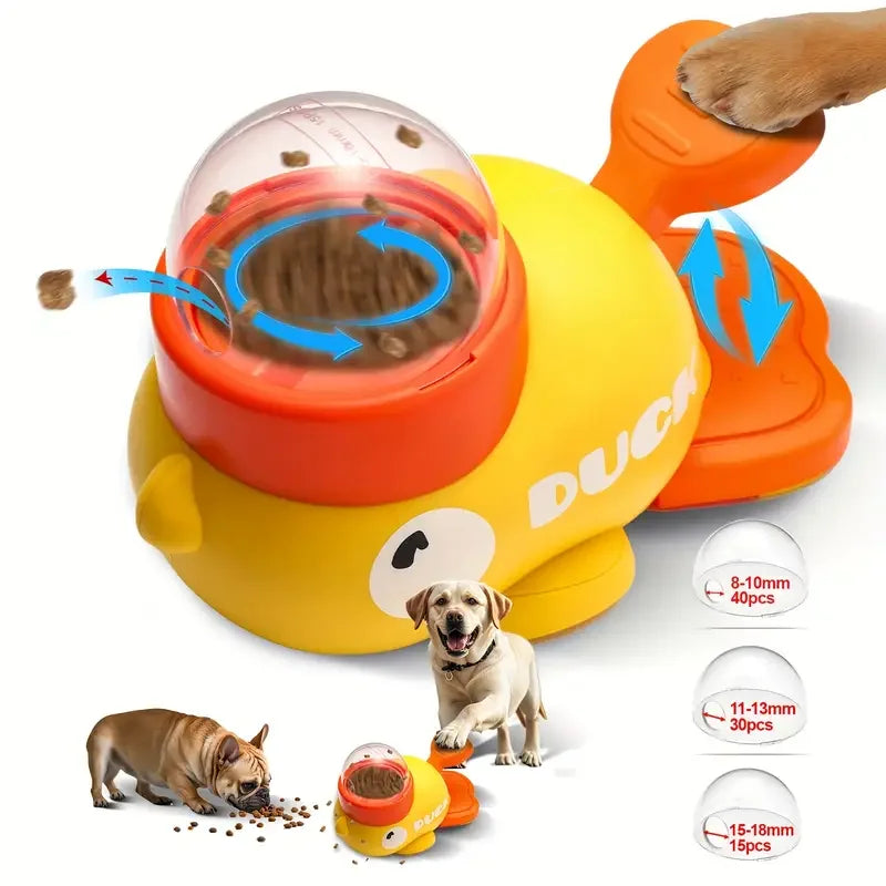 Yellow Duck Shaped Interactive Dog Treat Dispenser Durable Plastic Training Toy Puzzle Slow Feeder Dog Entertainment Toy
