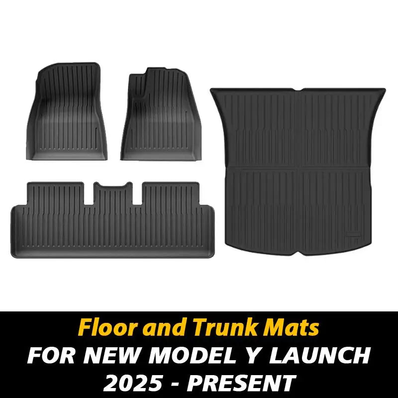For New Tesla Model Y 2025 Juniper TPE All Weather Floor Mats and Cargo Liner Seat Backrest Mats