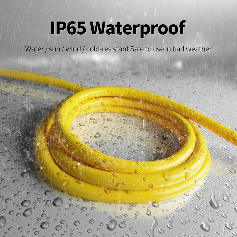 100 Ft 10 3 Outdoor Extension Cord Waterproof Heavy Duty 10 Gauge 3 Prong Flexible Cold Resistant Long Power Cord with Lighted Indicator End 15 Amp 1875W SJTW Yellow ETL Listed