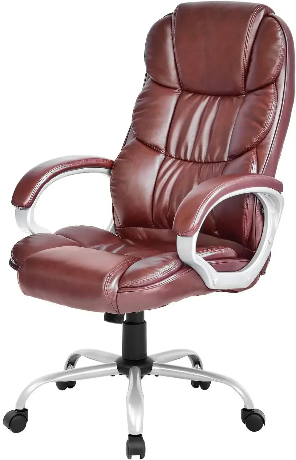 High Back Ergonomic Office Chair PU Leather Swivel Work Chair with Armrests and Lumbar Support