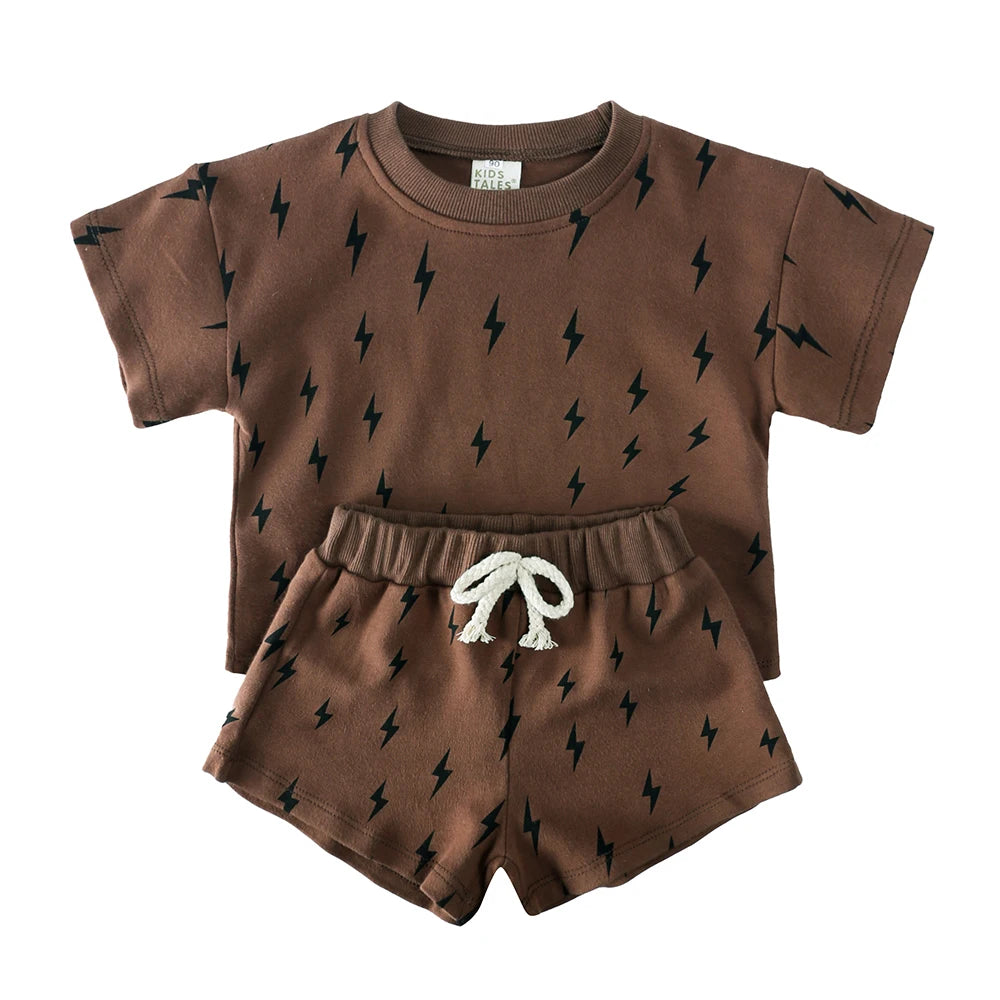 Kids Summer Clothing Sets 100 Percent Cotton Girls Boys Short Suits Children Casual Suit Baby Outfits for Ages One to Eight Years