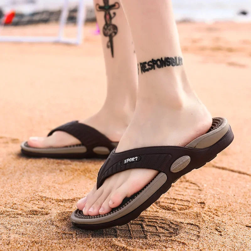 Massage Flip Flops for Men Summer Breathable Beach Shoes Sandals Luxury Plus Size 46