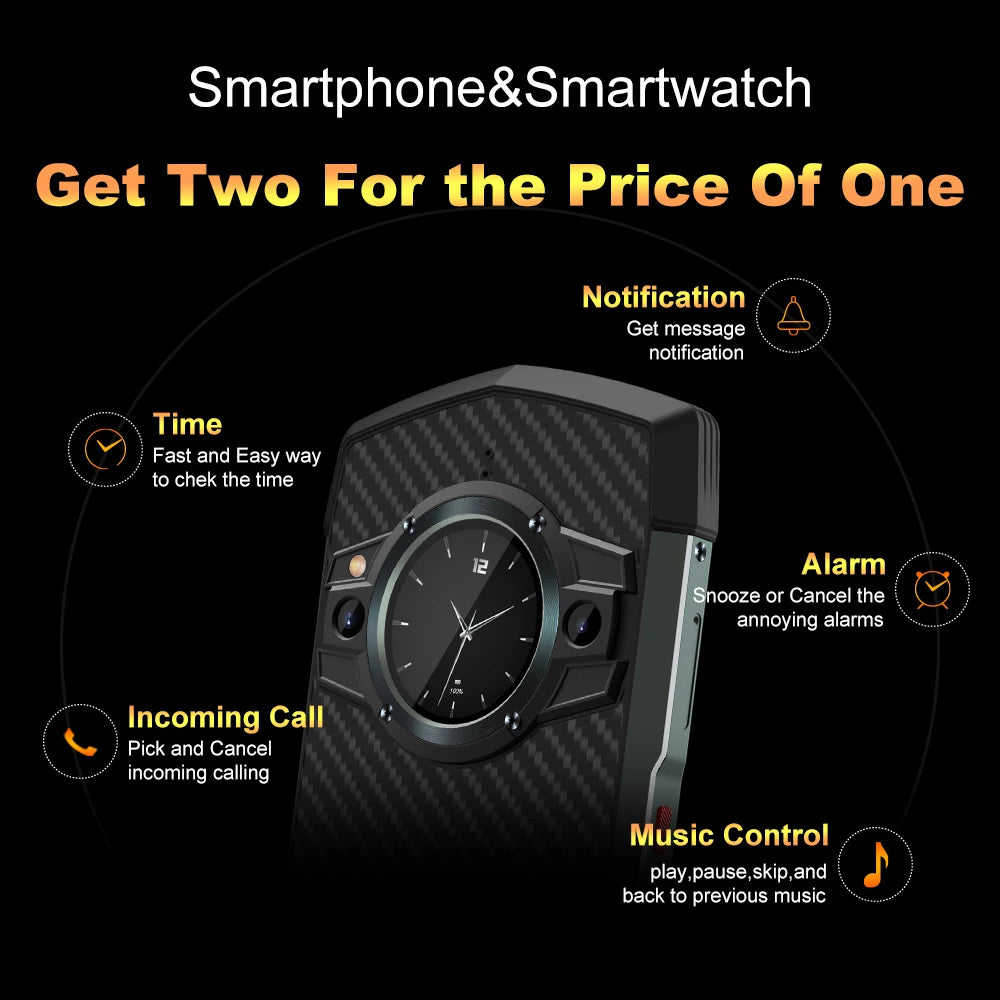 Unihertz Tick Tock Rugged Smartphone 5G Android Cellphone 6000mAh Phone with Dual-Screen 128GB 48MP Camera IP 68 Bluetooth 5.1