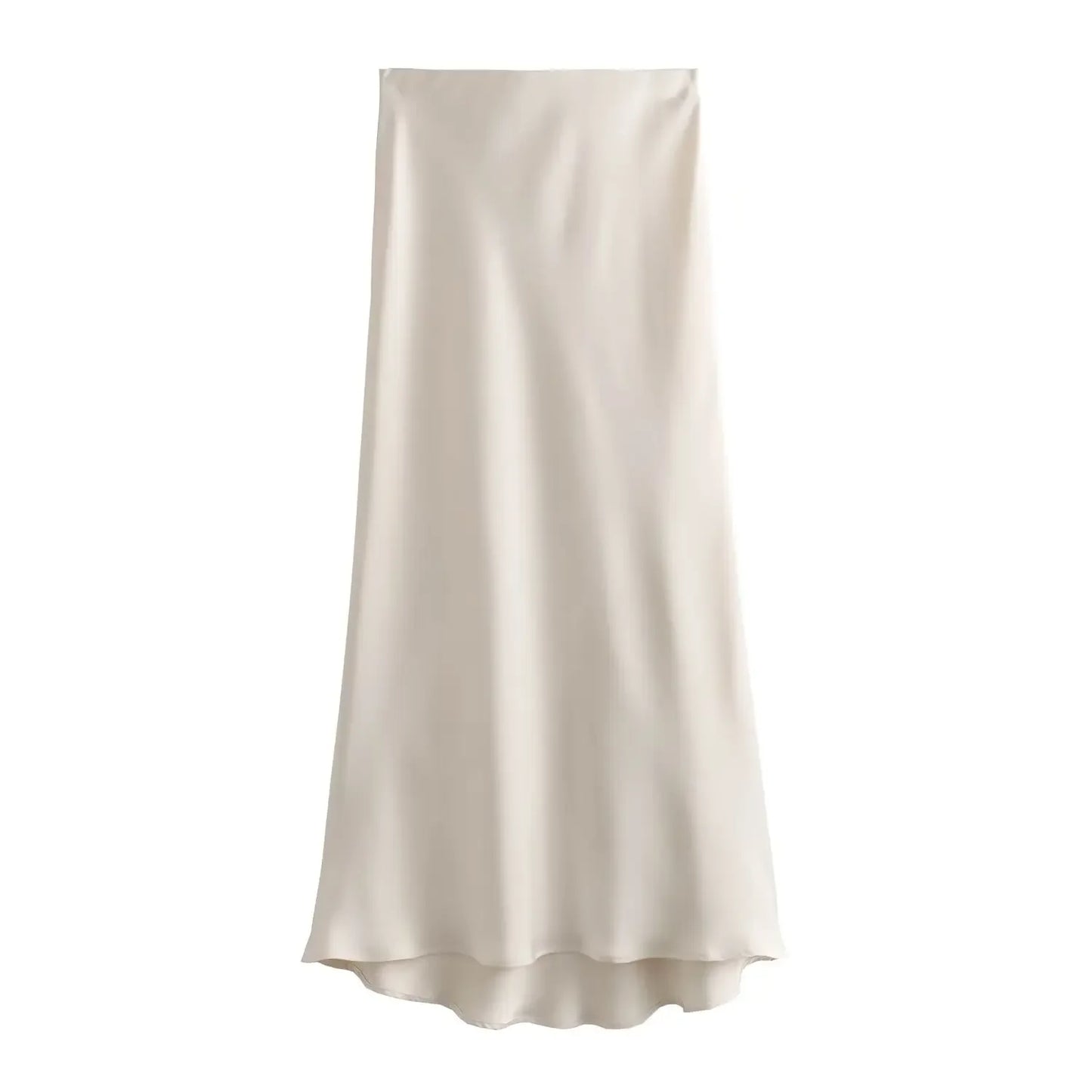Willshela 2024 Black Satin Skirt Women's High Waist Elegant Long Midi Skirt for Office Fashion