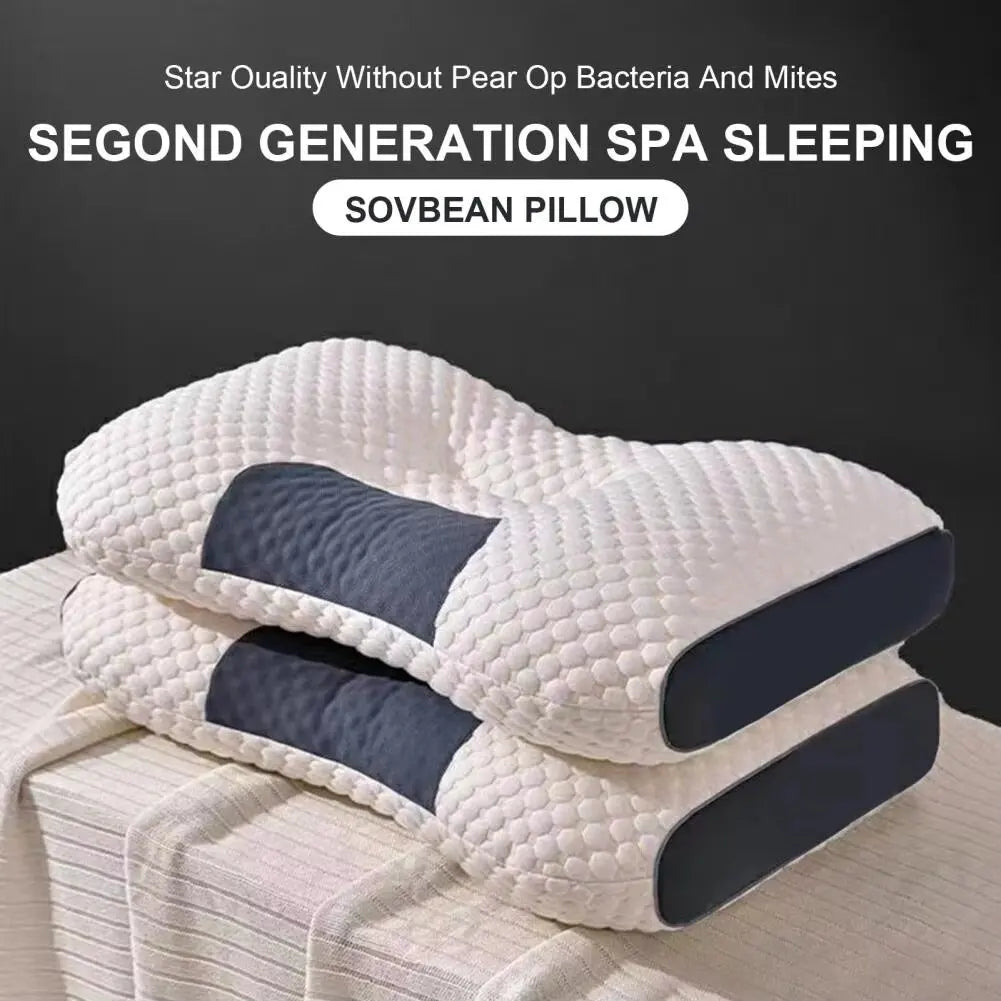 Neck Pillow for Sleep and Neck Protection Cervical Orthopedic Soybean Fiber Spa Massage Pillow for Bedding