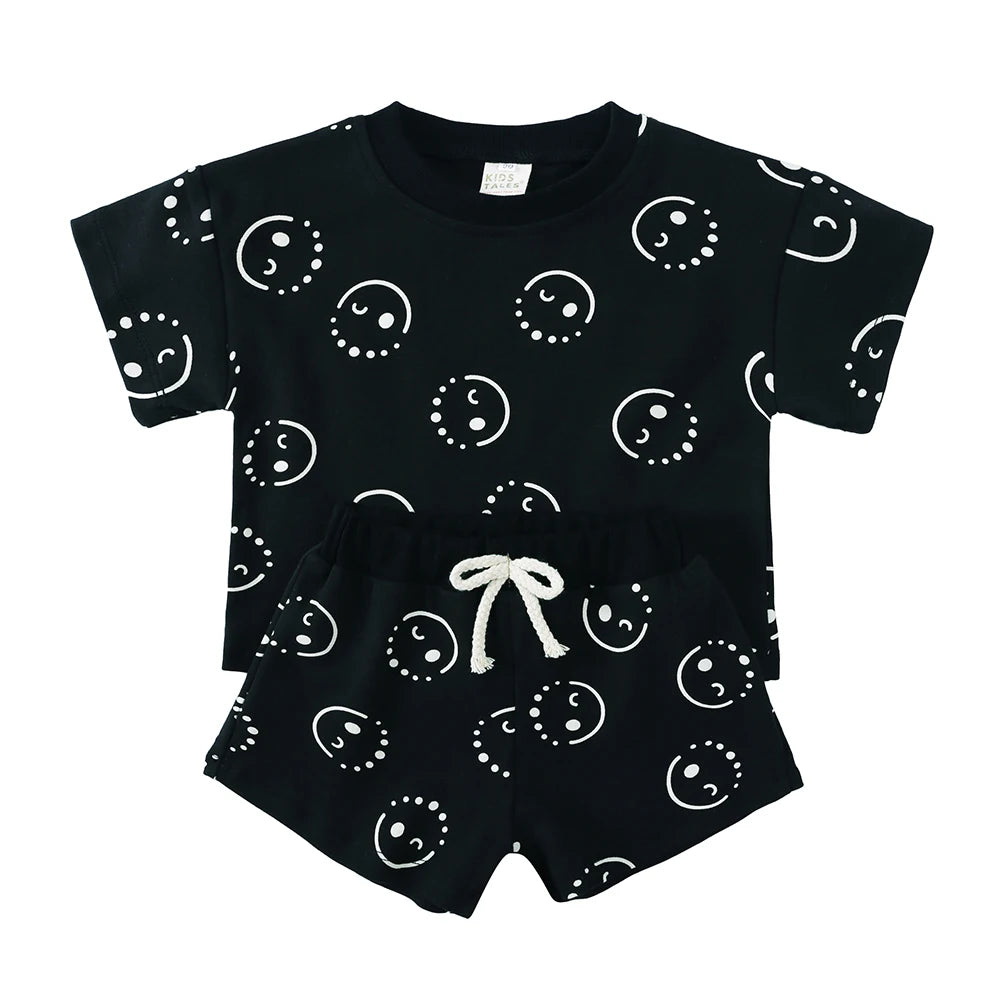 Kids Summer Clothing Sets 100 Percent Cotton Girls Boys Short Suits Children Casual Suit Baby Outfits for Ages One to Eight Years