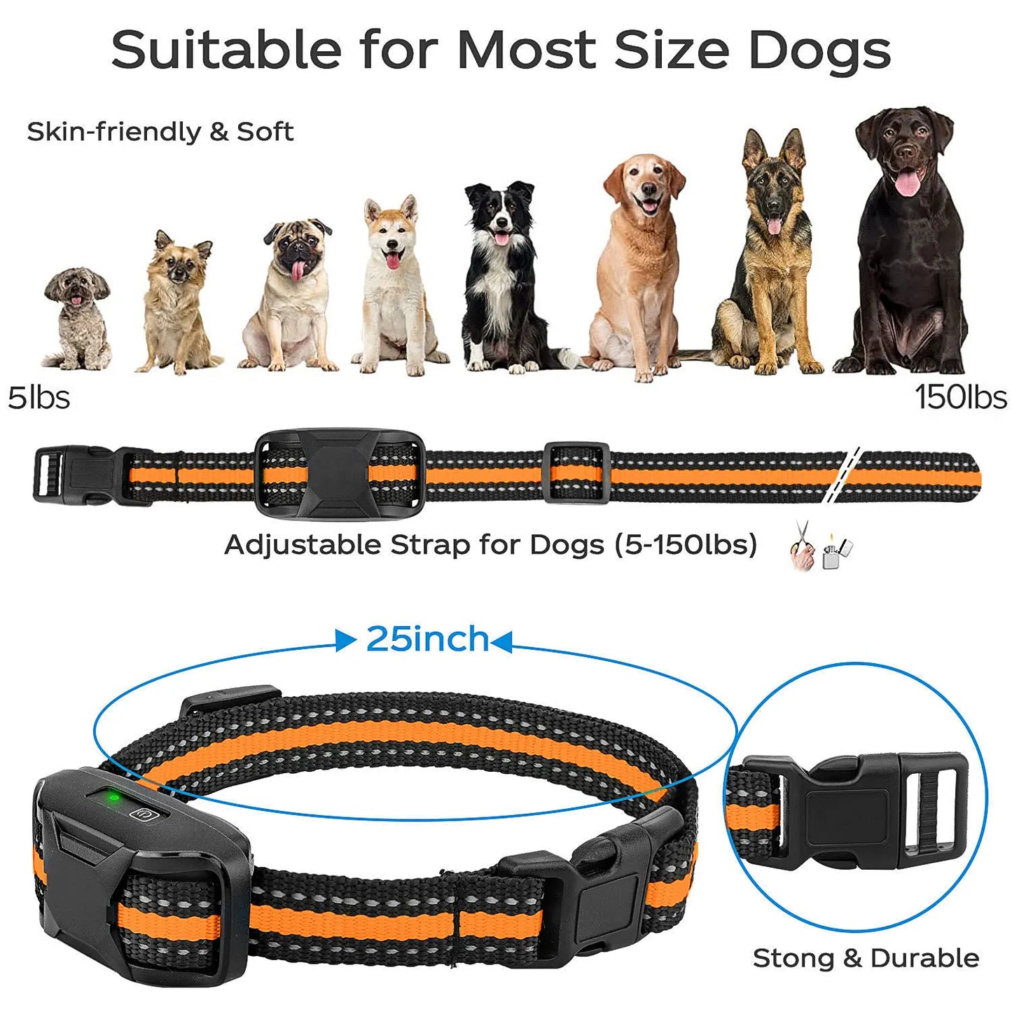 3300 Feet Electric Dog Training Collar Remote Control Waterproof for 5 to 120 Pounds Puppy with Shock and Vibration