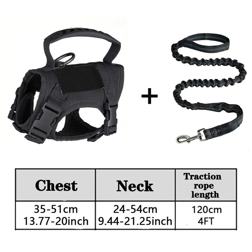 Tactical Cat Dog Harness Leash Adjustable Pet Vest Soft Mesh Training Puppy Straps with Handle for Large Cats