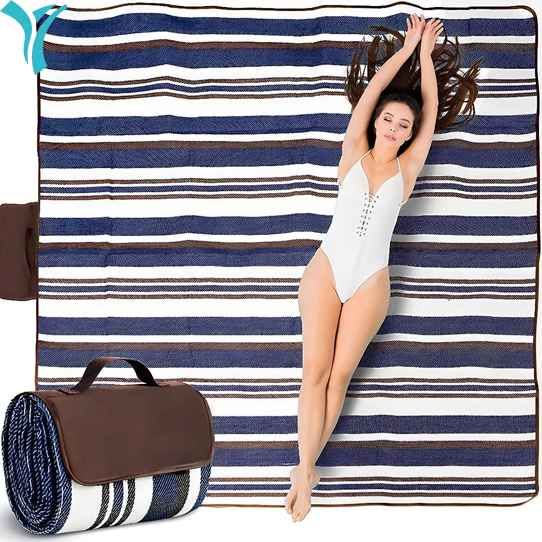 Waterproof Sandproof Foldable Outdoor Extra Large Picnic Blanket Fashion Handy Tote Beach Mat for Spring Summer Camping