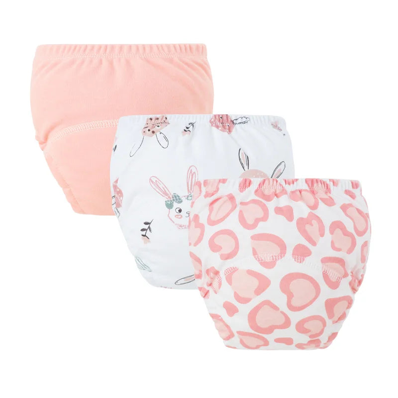 3 Pcs Baby Diaper Training Pants for Girls and Boys Washable Infant Cloth Diapers Reusable Kids Underwear Toddler Shorts