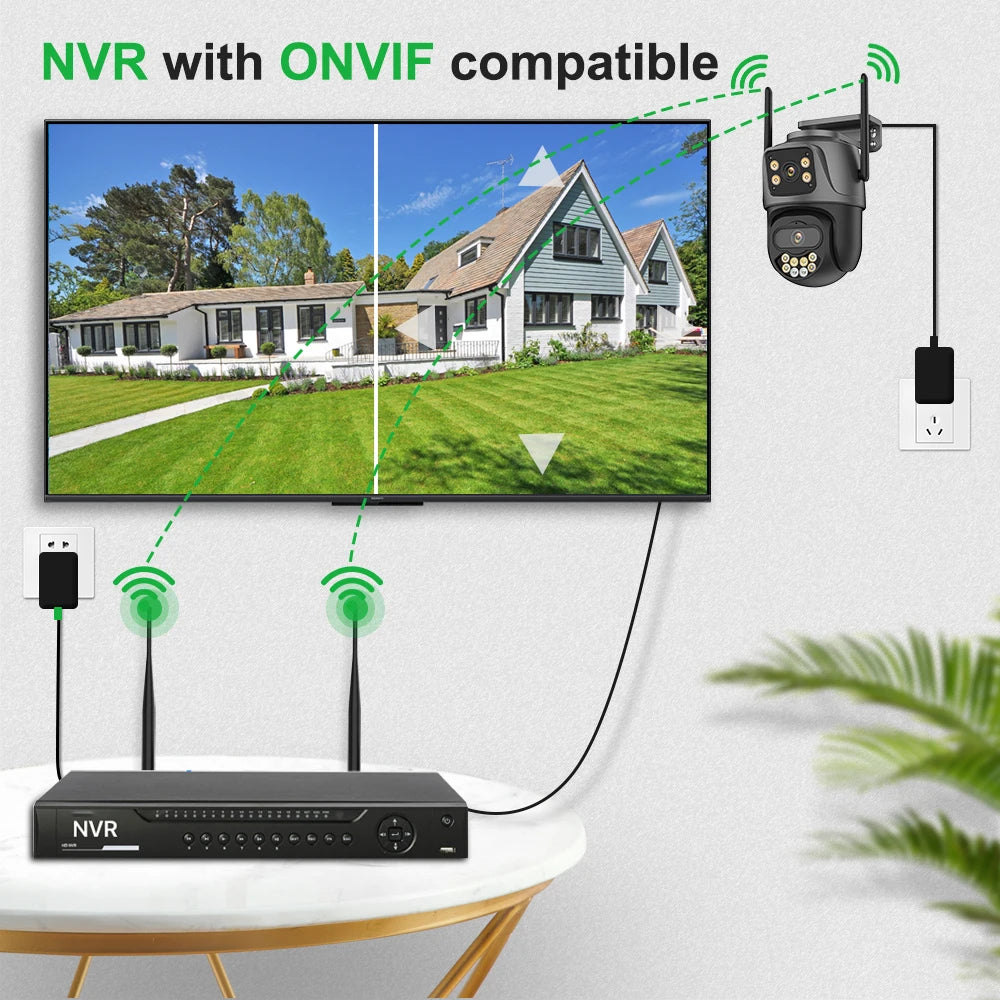 External Wifi PTZ Camera Dual Lens 4K 8MP HD Outdoor IP Camera Auto Tracking Security Surveillance System