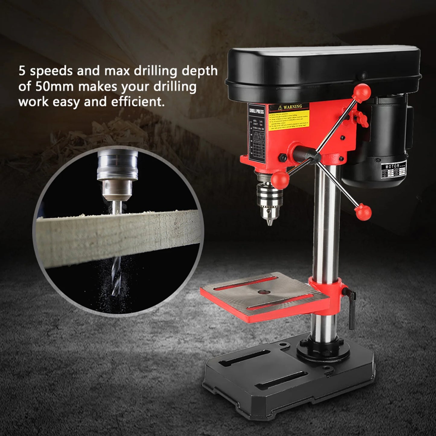 Mini Bench Drill Press Stand 350W 5 Speed Adjustable Workbench Machine