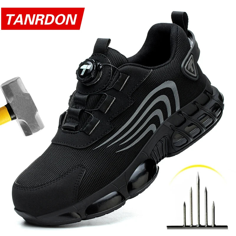 Rotary Button New Safety Shoes For Men Anti Impact Anti Piercing Work Shoes Fashionable Men's Sports Shoes Safety Pro
