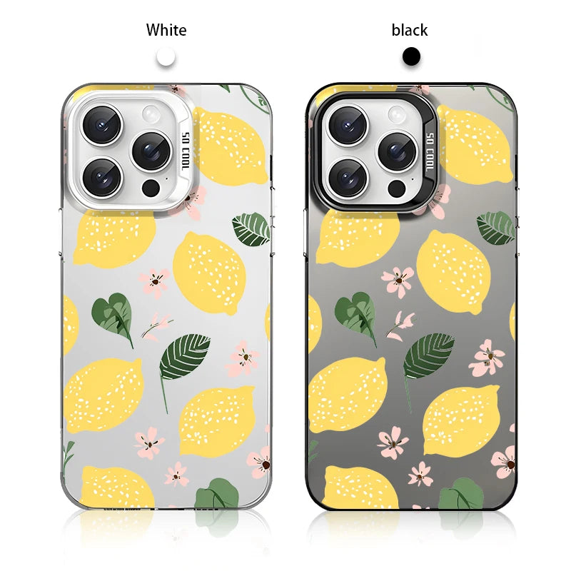 Liquid Silicone Phone Case for iPhone 16E 15 14 13 Pro Max 18 XR Printed Cover Shockproof Lemon Holiday Gifts