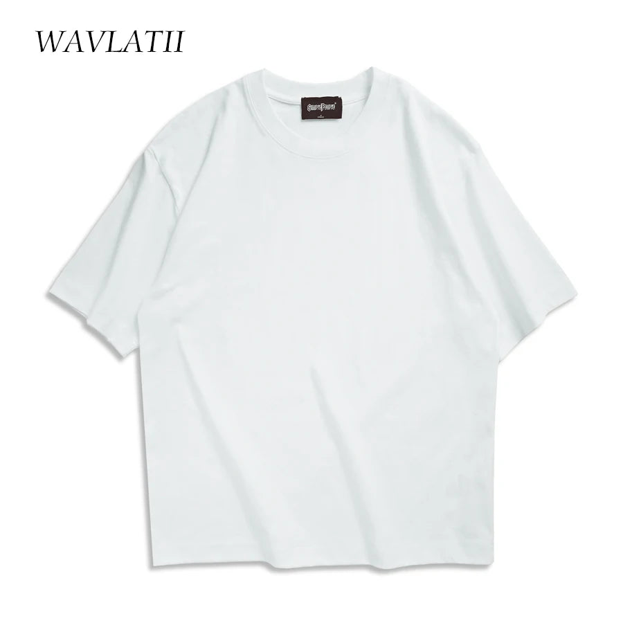 Wavlatii Oversized Summer T Shirts for Women and Men Brown Casual Korean Streetwear Tees Unisex Basic Solid Cool Tops