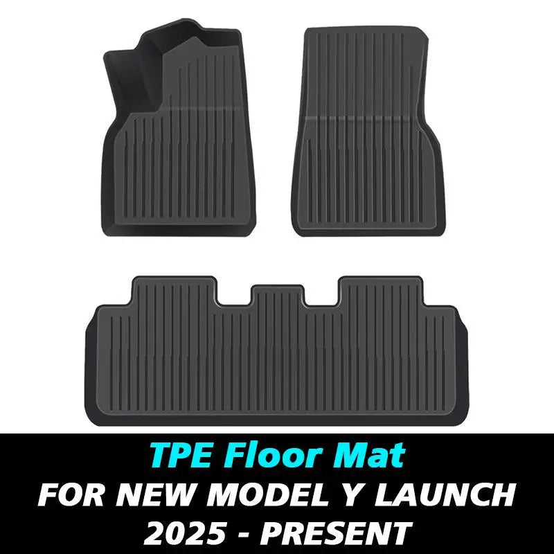 For New Tesla Model Y 2025 Juniper TPE All Weather Floor Mats and Cargo Liner Seat Backrest Mats