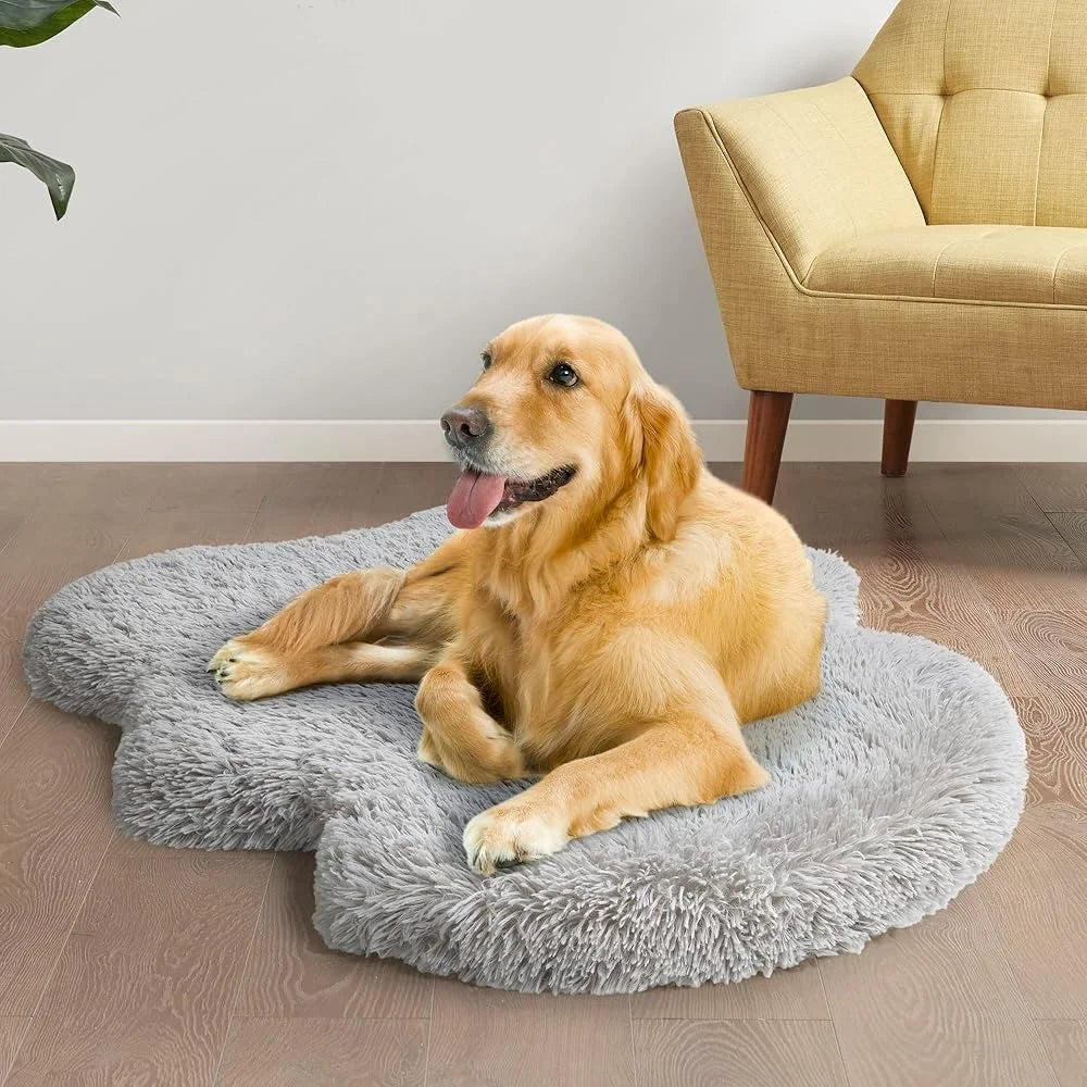 Non Slip Orthopedic Dog Bed Faux Fur Washable Rug Mat Soft Low Profile Design Joint Pain Relief Comfort