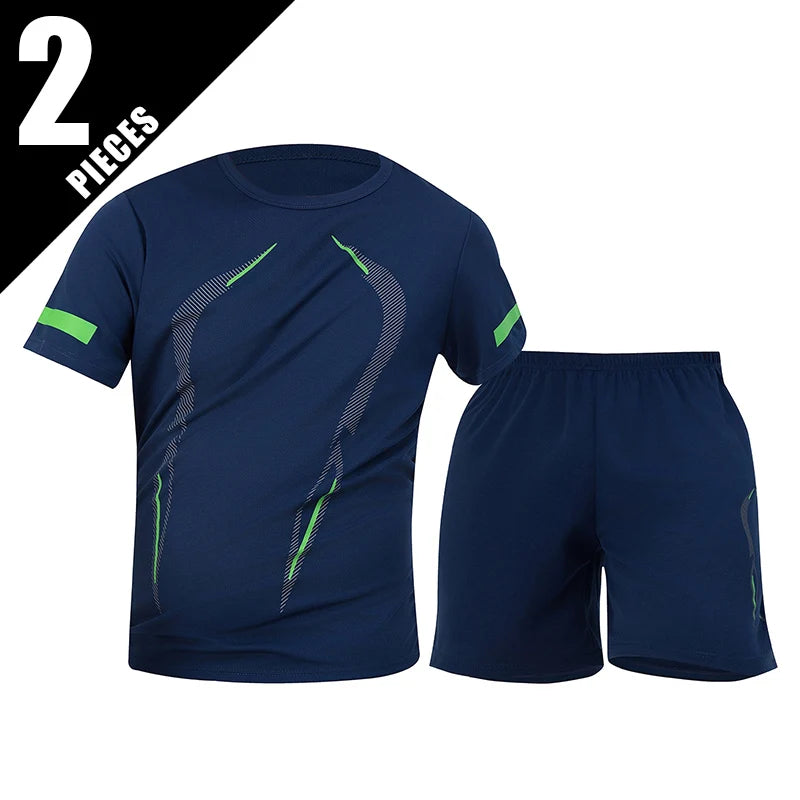 2/6 Pack Plus Size Men's Quick Drying Short Sleeve Shorts Suit Leisure Sports Running Fitness T Shirt Joker Shorts Teen
