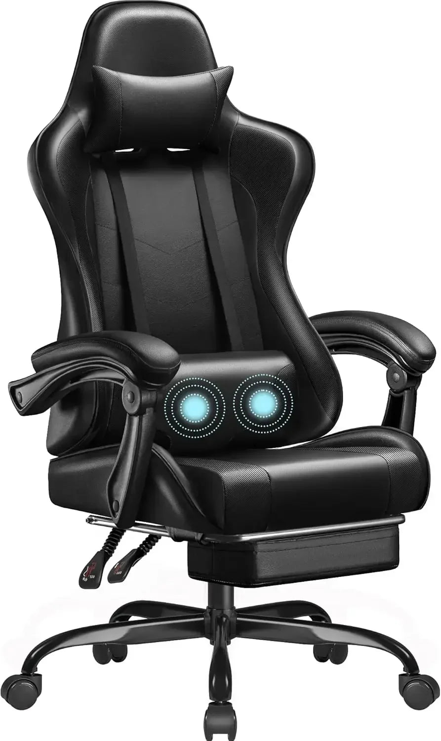 Gaming Chair with Footrest and Massage Lumbar Support Ergonomic Computer Chair Height Adjustable with Swivel Seat