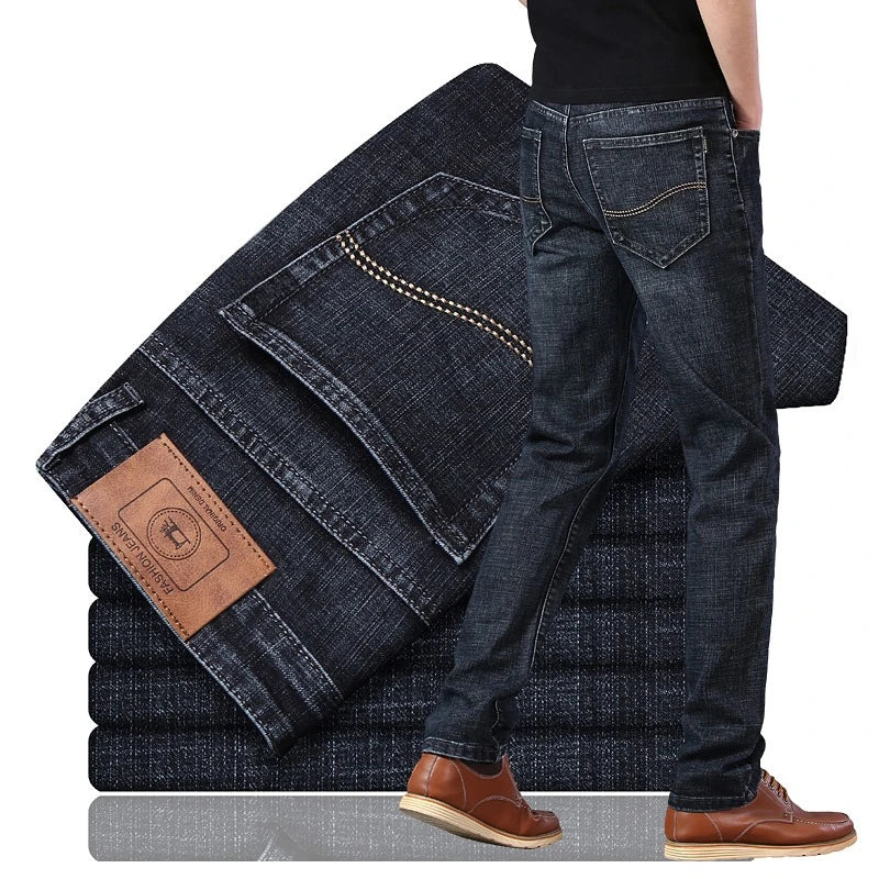 KUBROCN Men Vintage Straight Leg Embroidered Jeans Casual