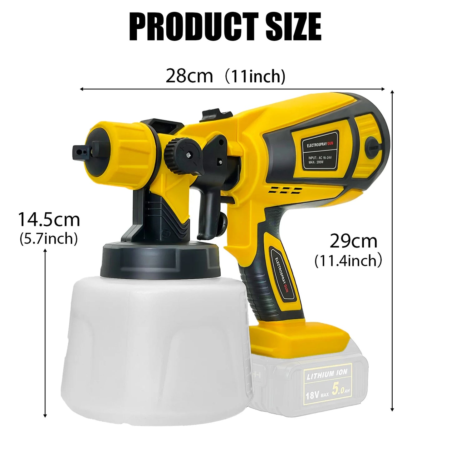 Cordless Paint Sprayer for Dewalt 20V Battery 30000RPM HPIV Paint Gun Electric Spray Paint Gun with 1000ml Tank for Wall Fence