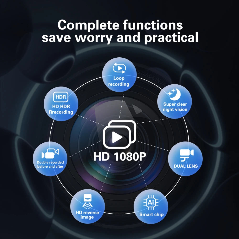 4.2 Inch Large Rear View Mirror Tachograph Dual Lens HD 1080P Automotive Video Recorder Car DVR