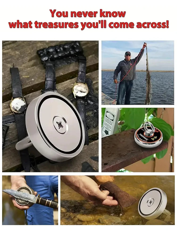 Neodymium Fishing Magnets Kit Strong Pulling Force Magnet Fishing Kit for River Retrieval
