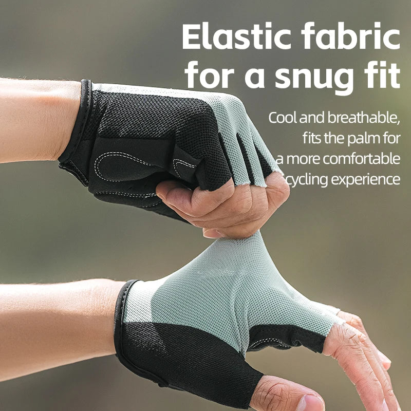 Rockbros Half Finger Bike Gloves Summer Breathable Anti Slip SBR Pad Shockproof MTB Road Bicycle Cycling Gloves