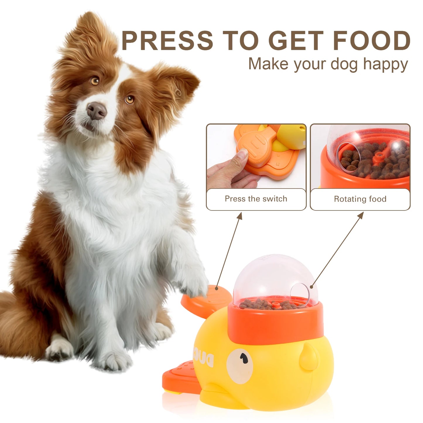 Yellow Duck Shaped Interactive Dog Treat Dispenser Durable Plastic Training Toy Puzzle Slow Feeder Dog Entertainment Toy