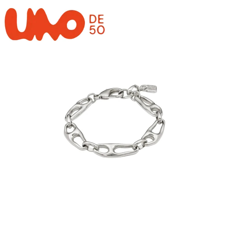 UNOde50 Silver Plated S925 And Gold Plated 14K Fashionable Chain Link Bracelet for Women