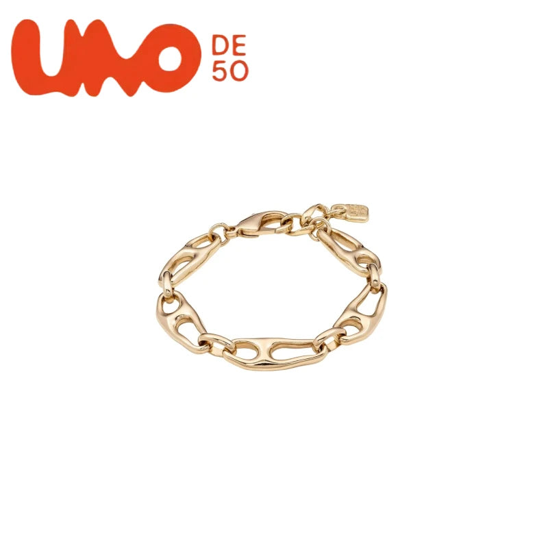 UNOde50 Silver Plated S925 And Gold Plated 14K Fashionable Chain Link Bracelet for Women