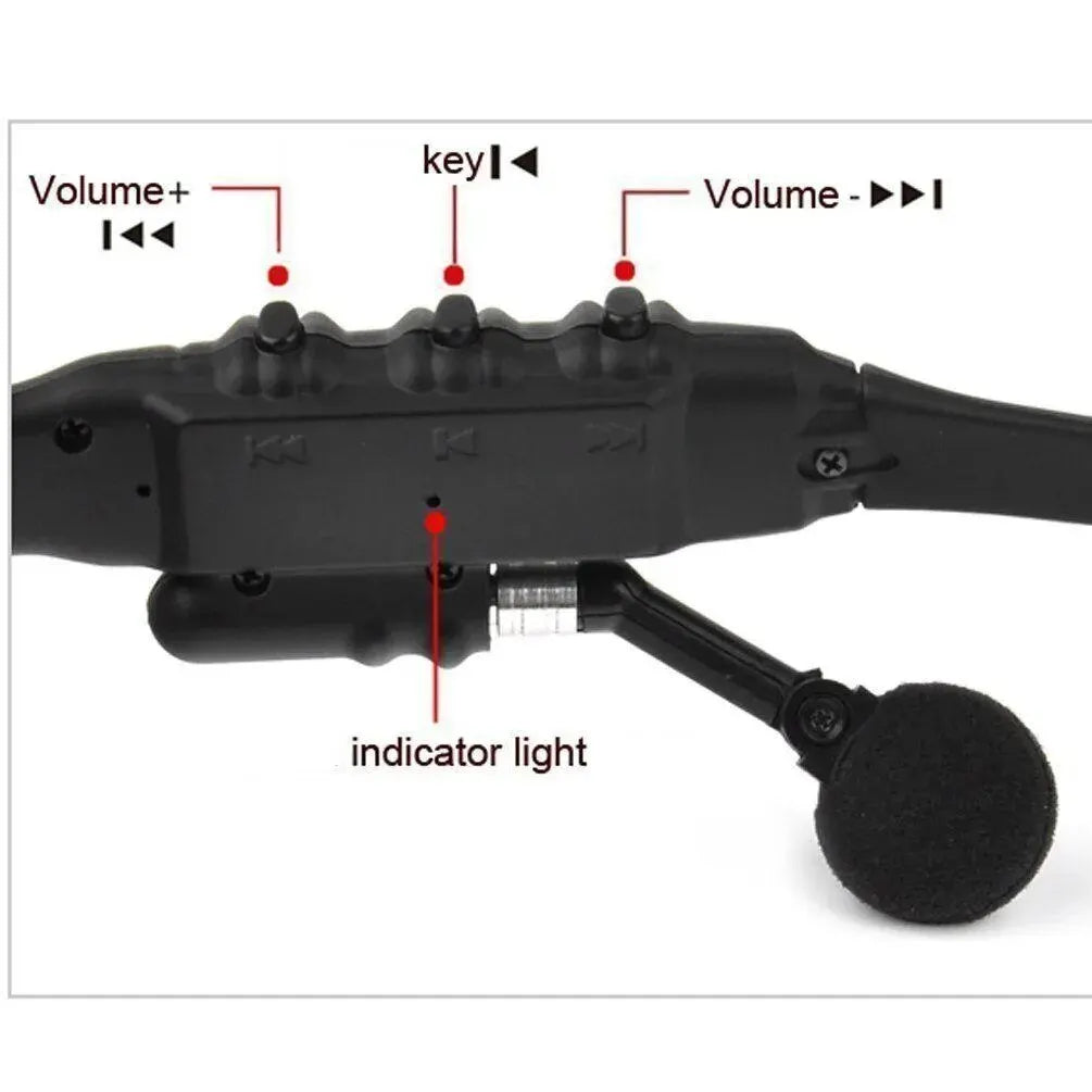 Wireless Stereo Earphones Headset with Microphone for Glasses Sunglasses Driving Cycling Sports Noise Reduction