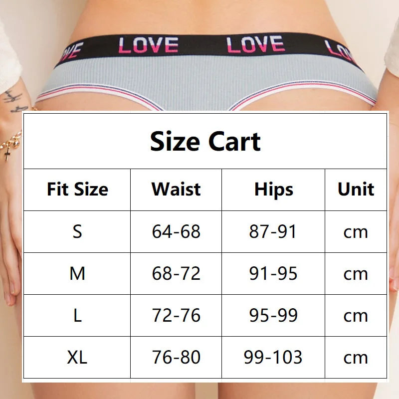 6PCS Set Women Cotton Thongs Sexy Low Waist T Back Thongs Ribbed Comfortable Female Underwear Ladies G String Lingerie S to XL