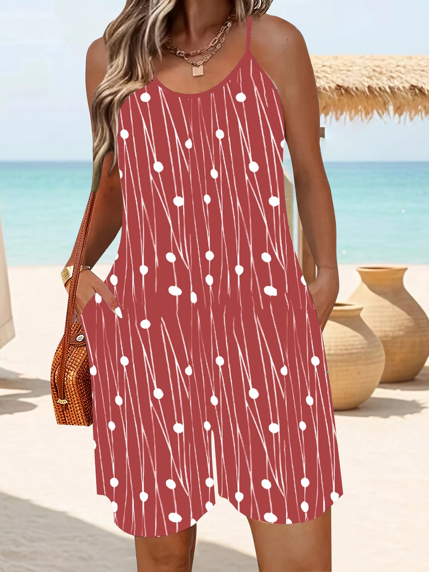 Summer Women's Striped Print Elegant Sleeveless Plus Size Jumpsuit Casual Fashion