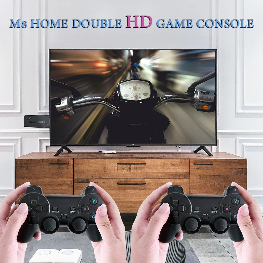 Video Game Sticks M8 Console 2.4G Dual Wireless Controller 4K Retro Game with 10000 Games and 64GB Storage Ideal for Christmas Gift