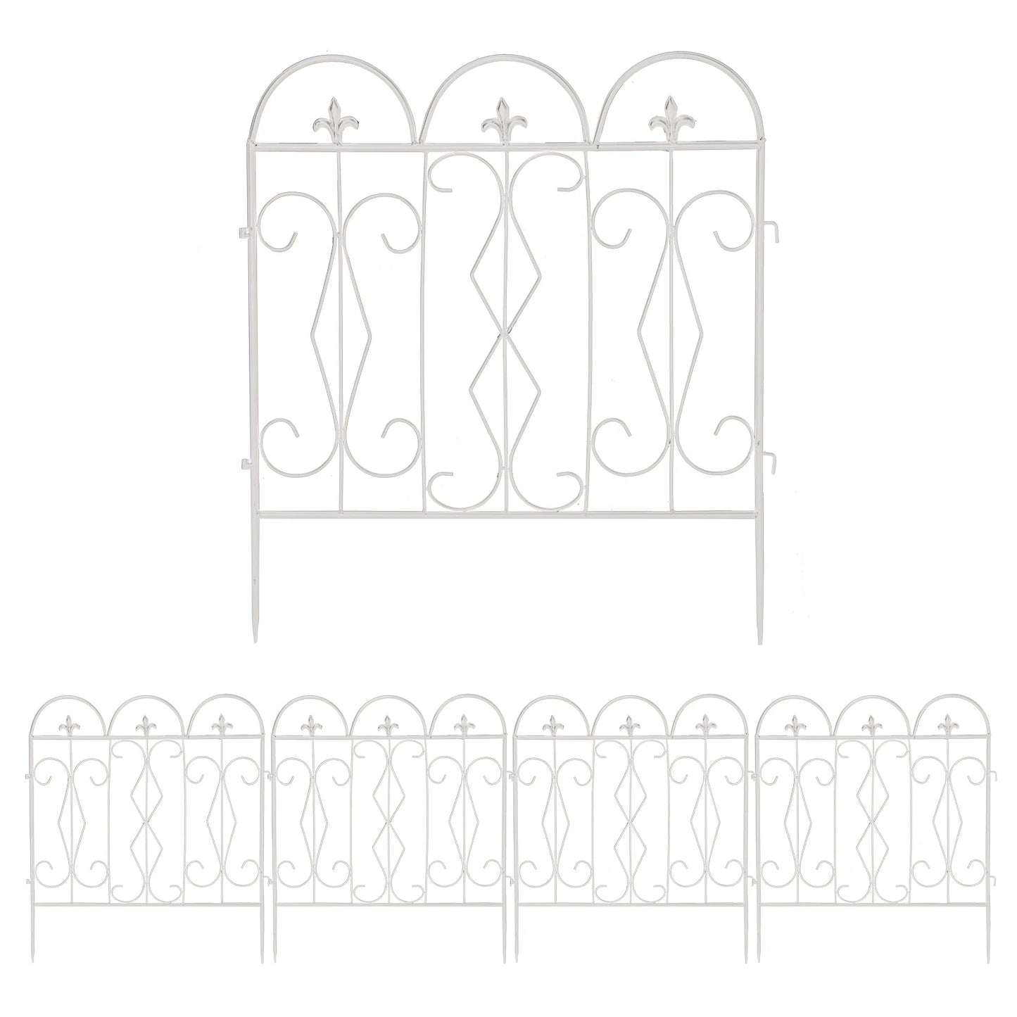 5 Piece Decorative Garden Fence Outdoor Coated Garden Border Edging Landscape Wire Fencing Picket Animal Barrier Fence